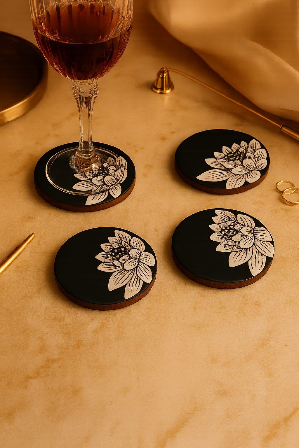 Padma Handcrafted Wooden Coaster – Set of 4