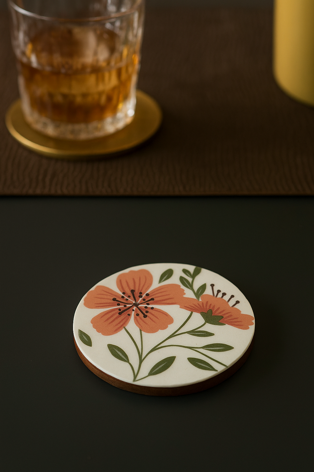 Gulbahar Handcrafted Wooden Coaster Set – Set of 4