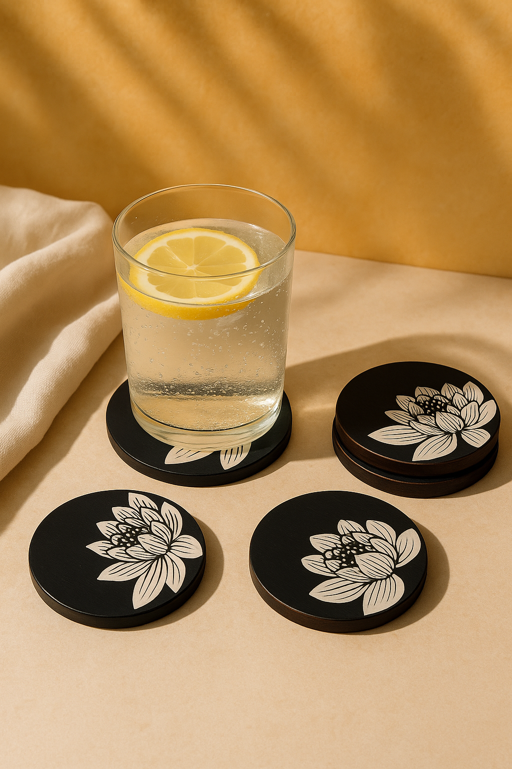 Padma Handcrafted Wooden Coaster – Set of 4