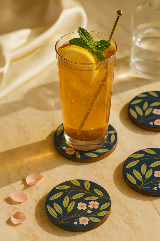 Vanaja Handcrafted Wooden Coaster Set – Set of 4