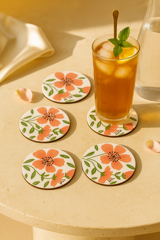 Gulbahar Handcrafted Wooden Coaster Set – Set of 4