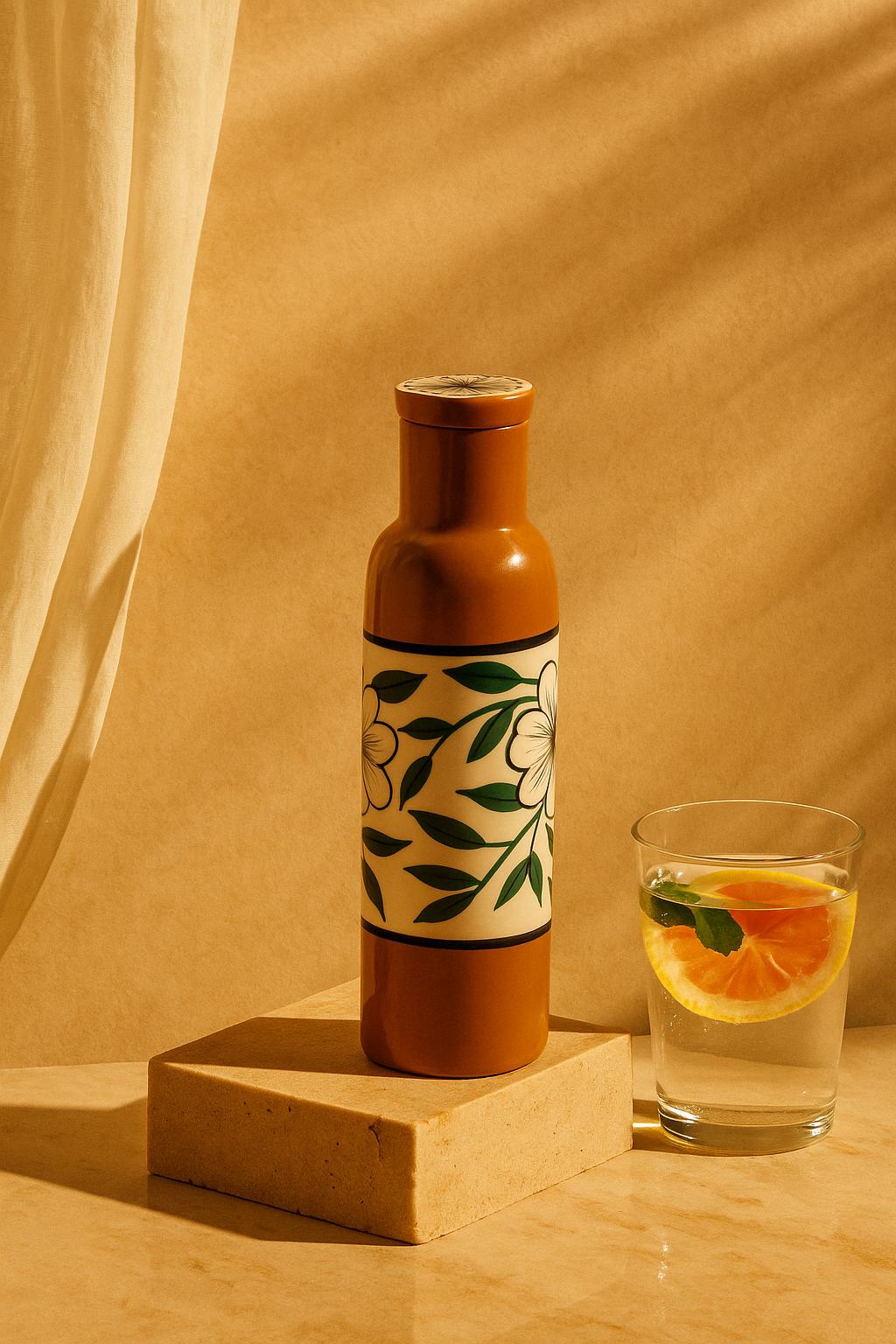 Elira Hand-Painted Terracotta Bottle – 750ml
