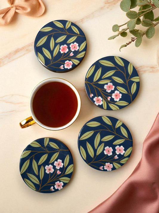 Vanaja Handcrafted Wooden Coaster Set – Set of 4