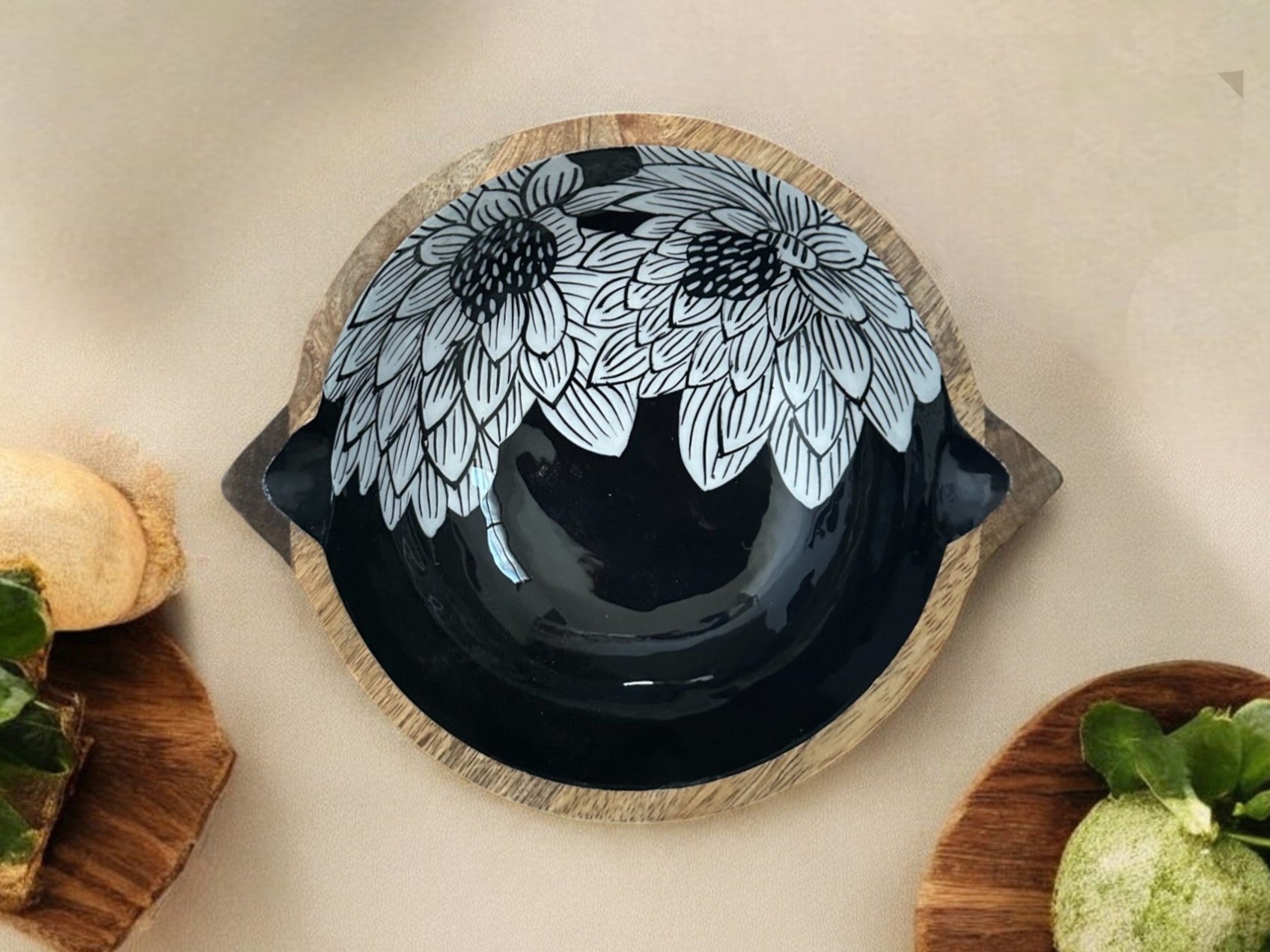 Padma hand carved wooden snack bowl - medium - My StorePadma hand carved wooden snack bowl - medium