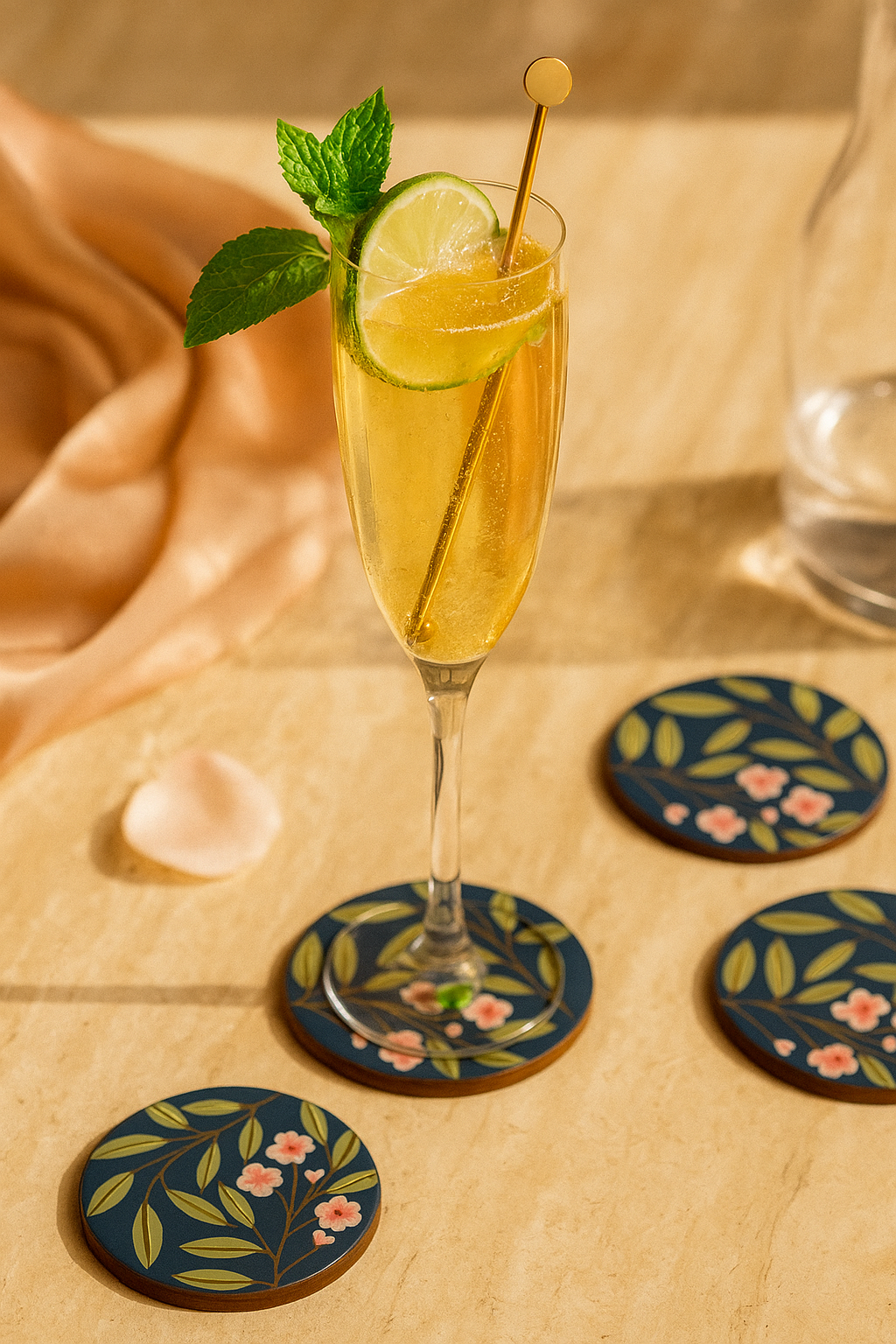 Vanaja Handcrafted Wooden Coaster Set – Set of 4
